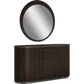Barcelona Dresser & Mirror in Brown & Black Oak Finish & Brown Metal Lacquer